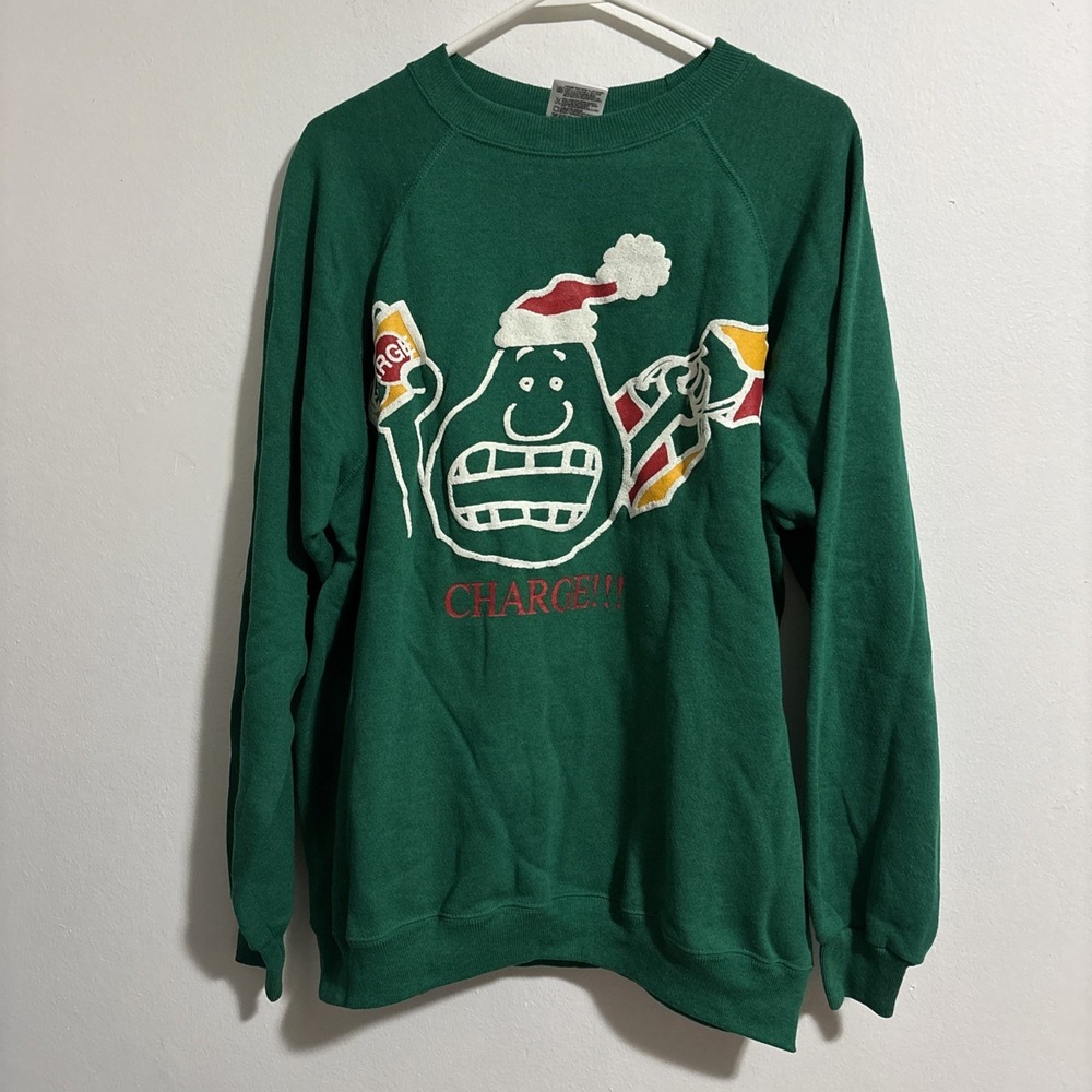 Vintage Hanes Her Way Sweatshirt  Women's X Large XL Green  Charge Christmas USA